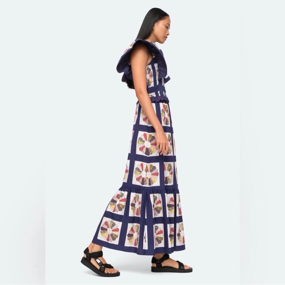 Sea New York Navy and Cream Floral Patchwork Maxi Dress - Picture 4 of 7